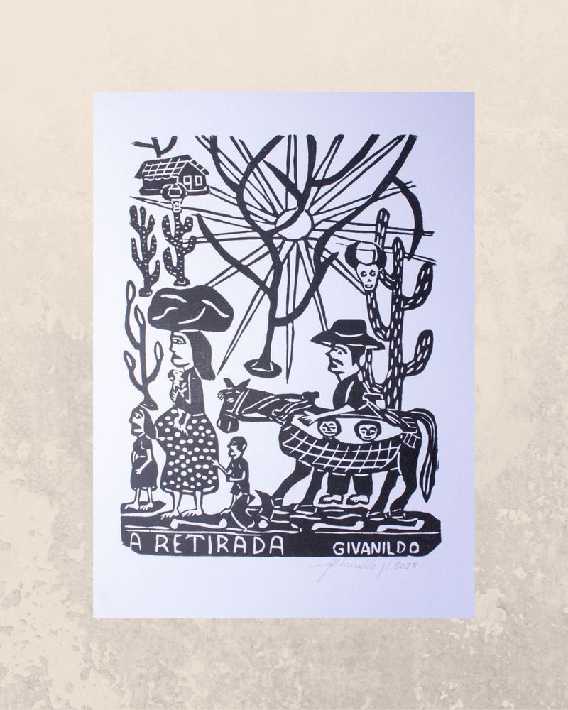 Xilogravura A retirada vertical P