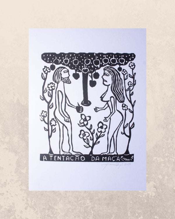 Xilogravura A Tentação da Maçã P