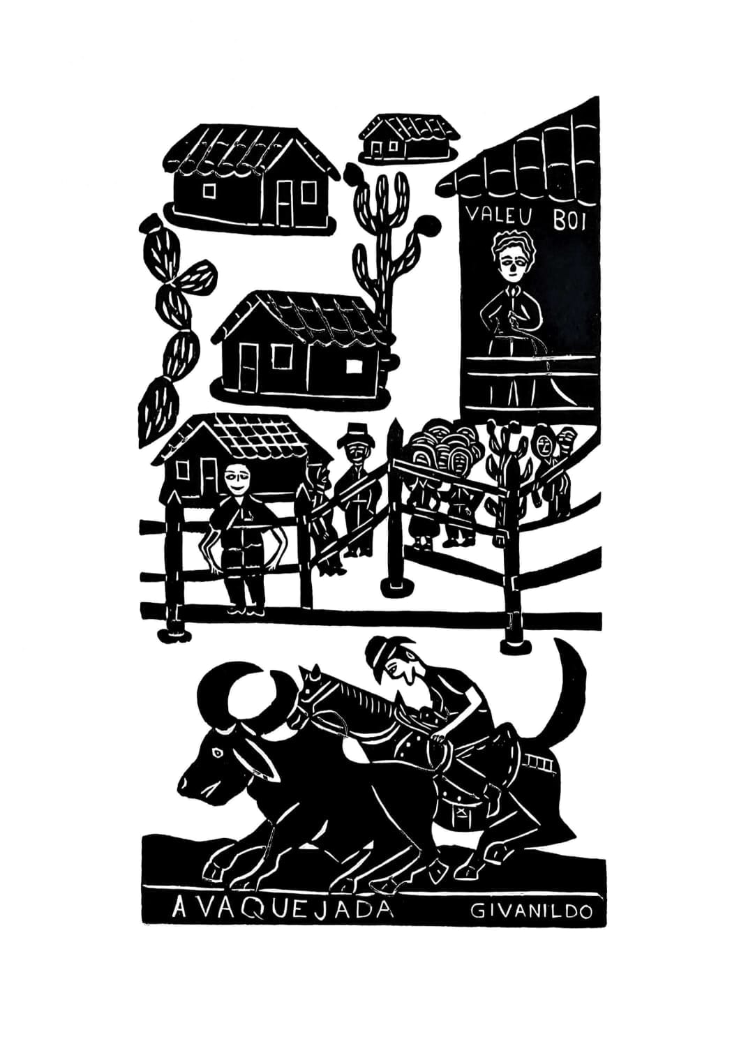 Xilogravura A Vaquejada- 66 X 48 cm