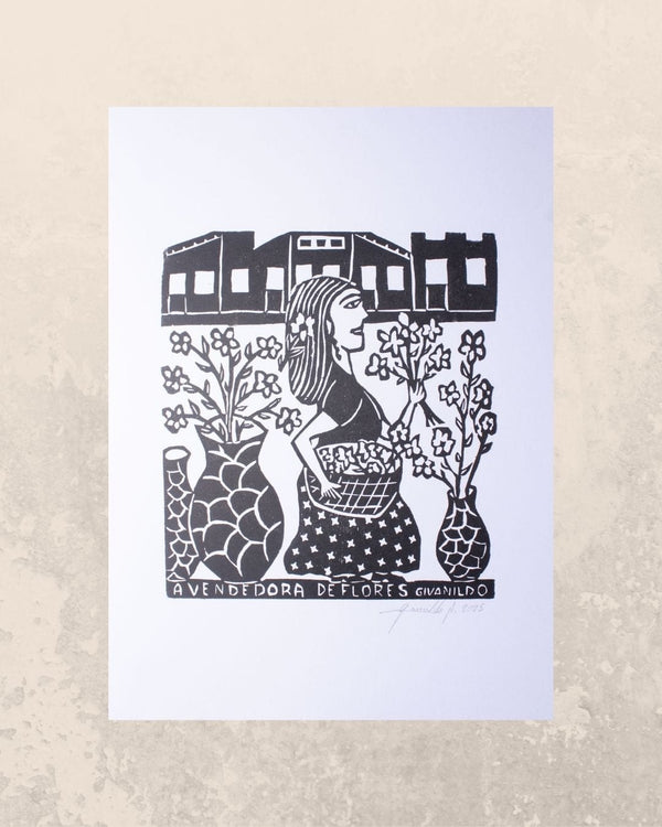 Xilogravura A Vendedora de Flores P