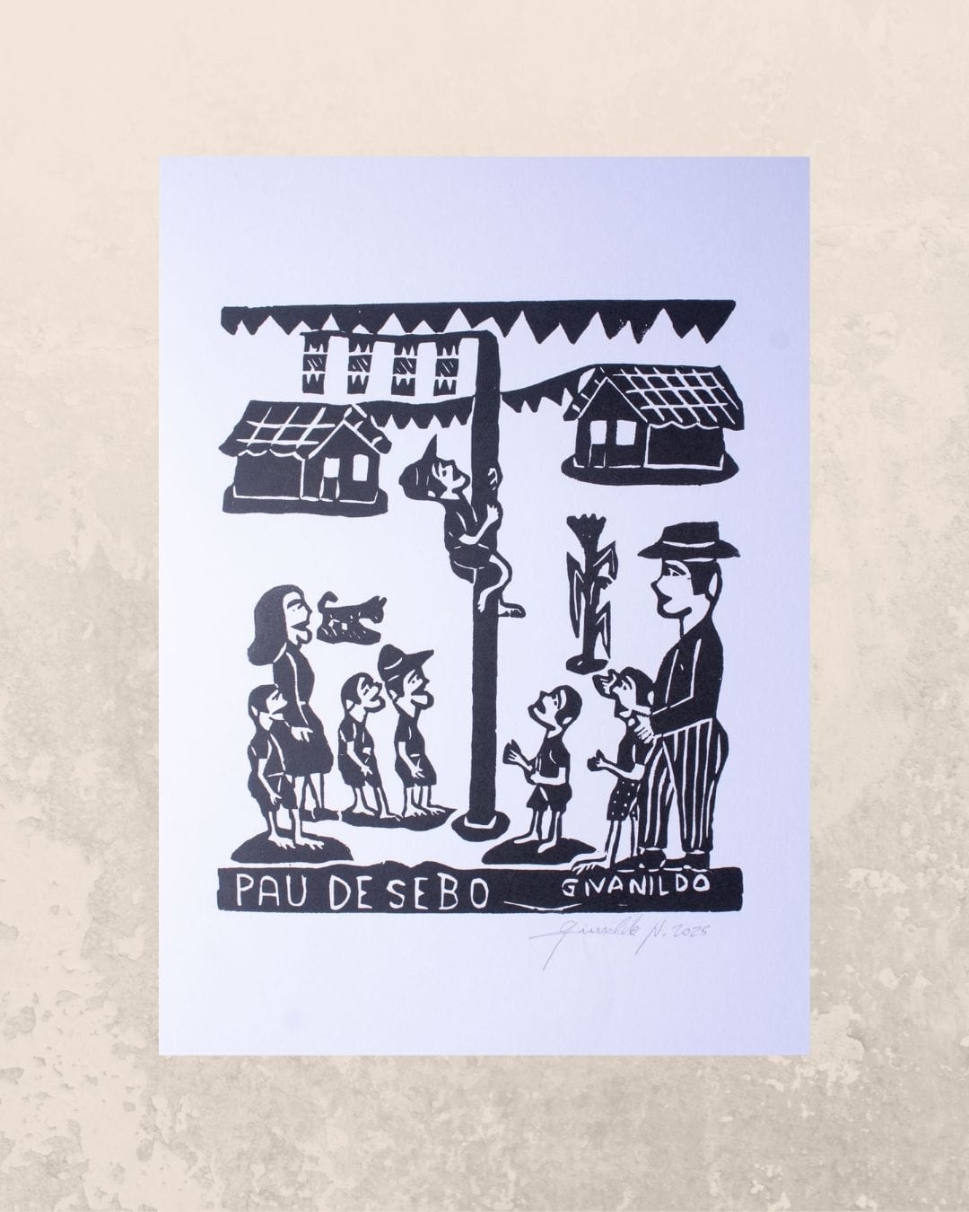 Xilogravura Pau de Sebo P