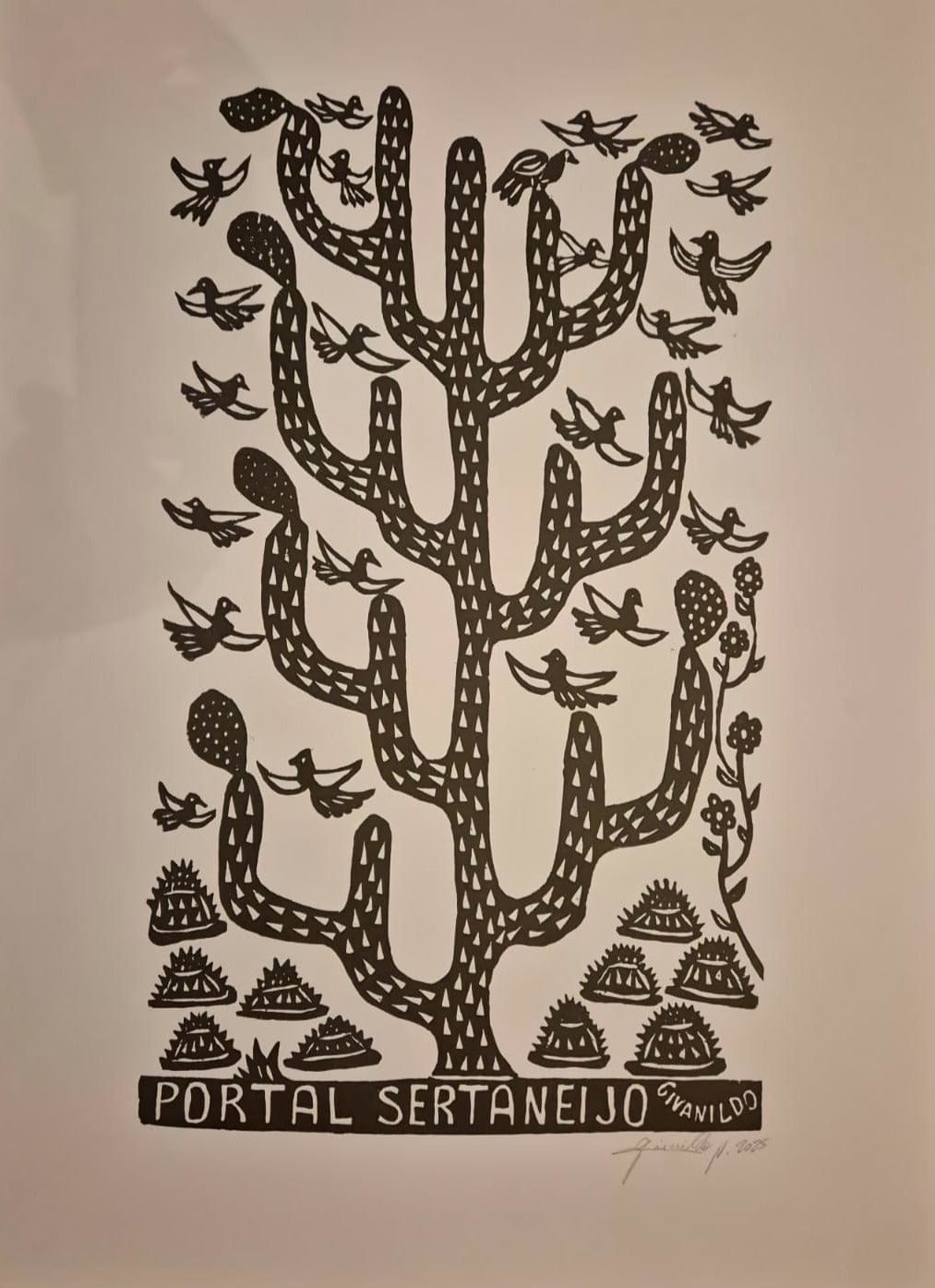 Xilogravura Portal Sertaneijo - 66 X 48 cm PB