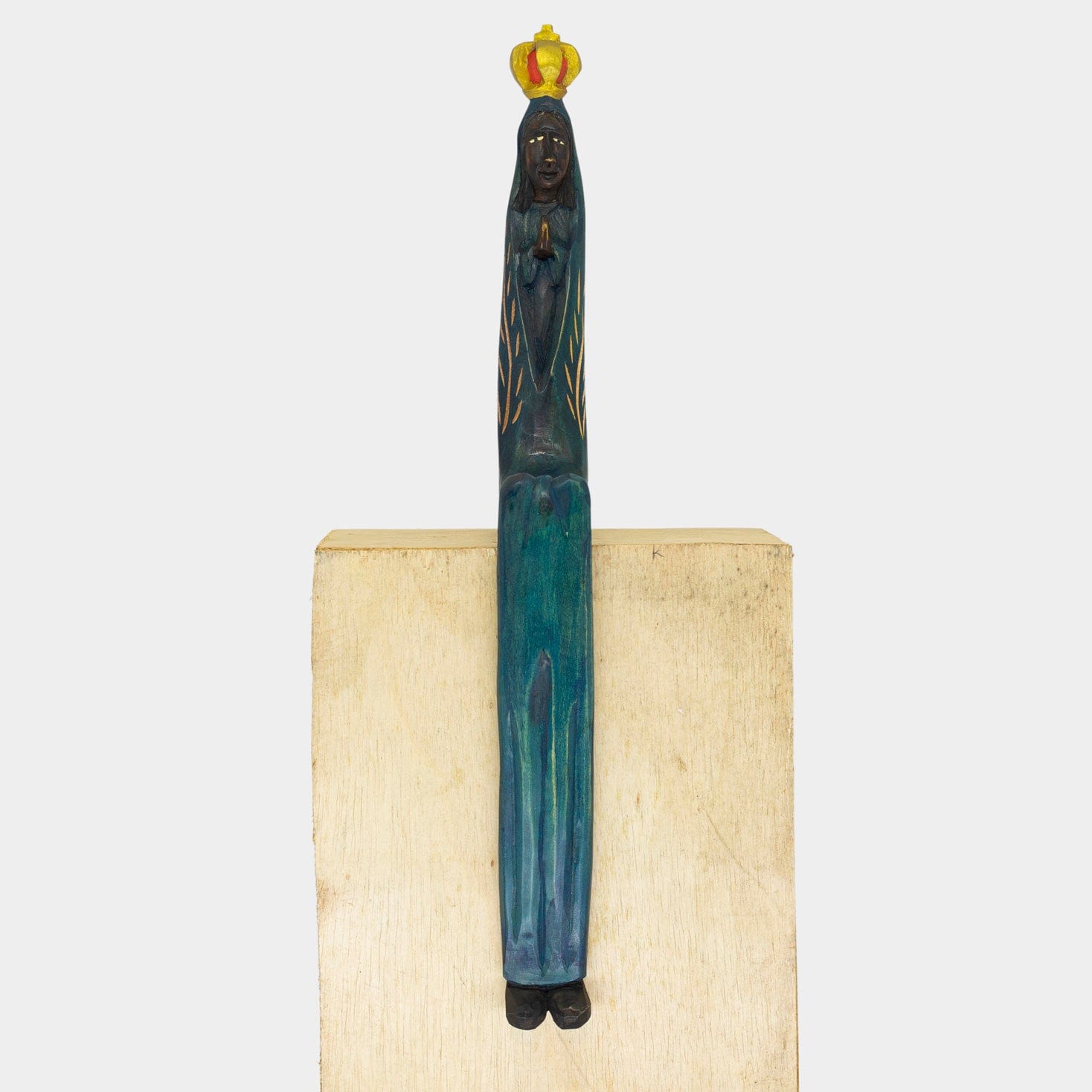 Escultura Nossa Senhora Aparecida Sentada em Madeira