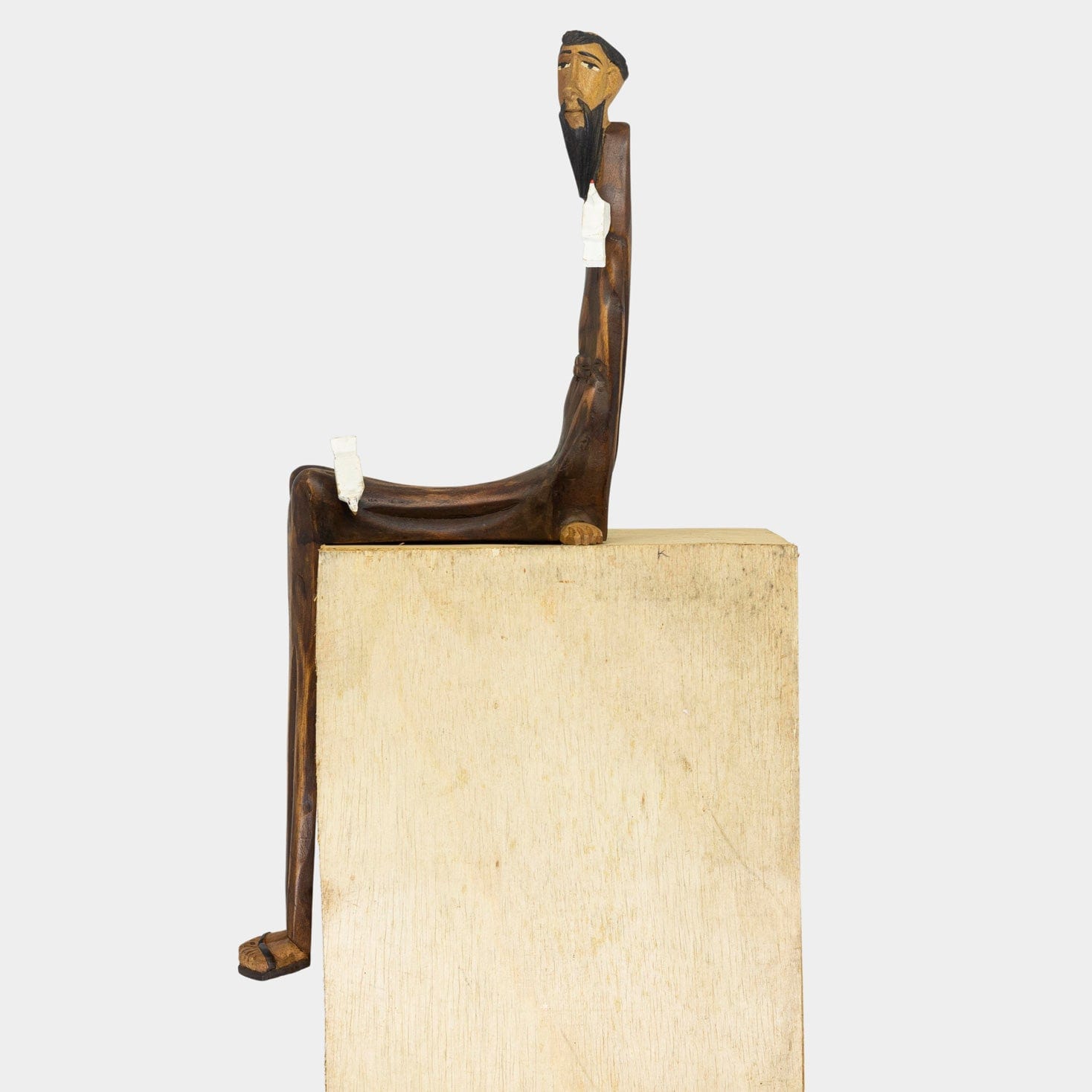 Escultura São Francisco Sentado em Madeira