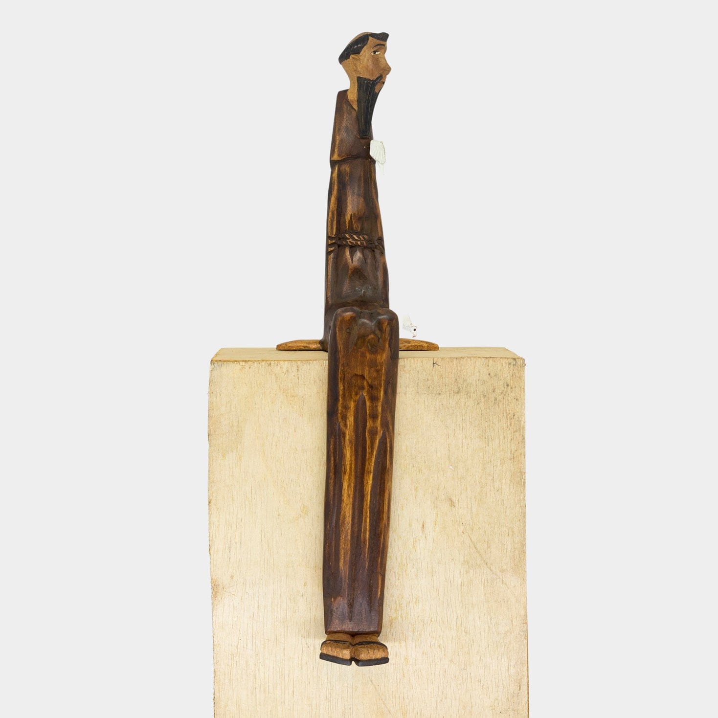 Escultura São Francisco Sentado em Madeira