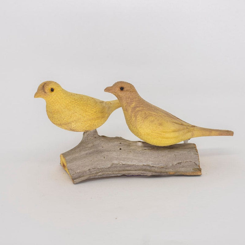 Escultura Base com 2 Pássaros de Madeira G 07