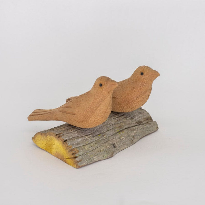 Escultura Base com 2 Pássaros de Madeira G 12