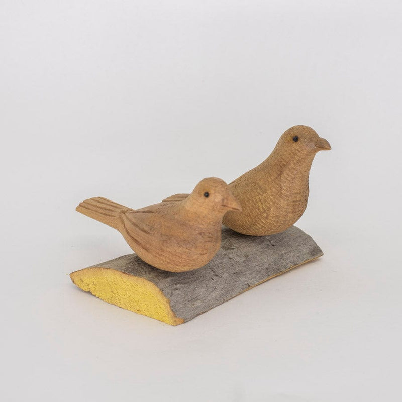 Escultura Base com 2 Pássaros de Madeira G 18