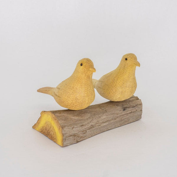 Escultura Base com 2 Pássaros de Madeira G 20