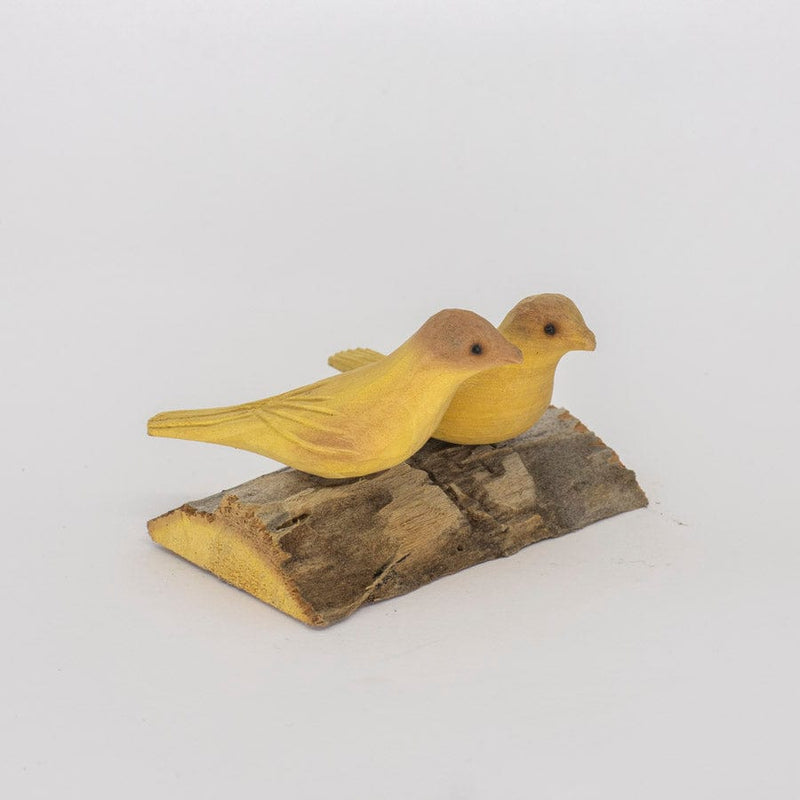 Escultura Base com 2 Pássaros de Madeira P 06