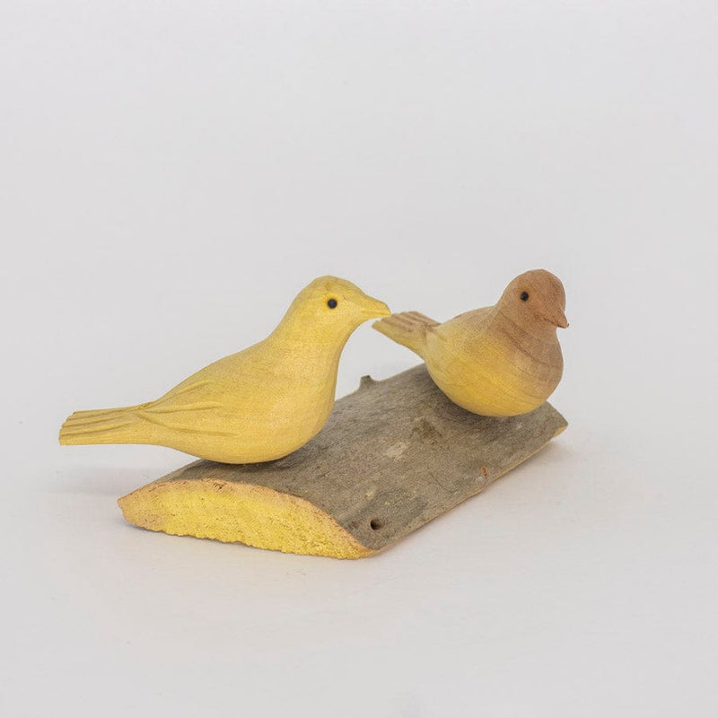 Escultura Base com 2 Pássaros de Madeira P 09