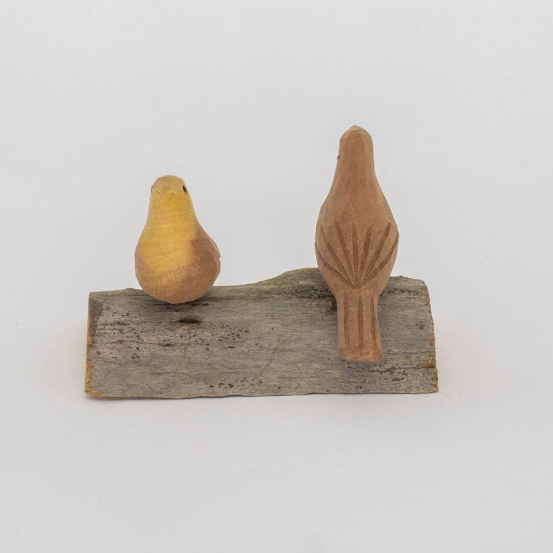 Escultura Base com 2 Pássaros de Madeira P 11