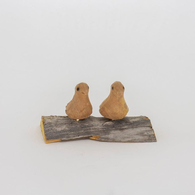 Escultura Base com 2 Pássaros de Madeira P 12
