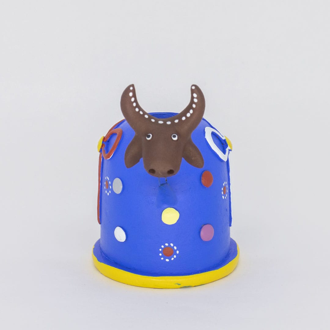 Escultura Bumbinha Porta Lápis em Cerâmica Azul Escuro