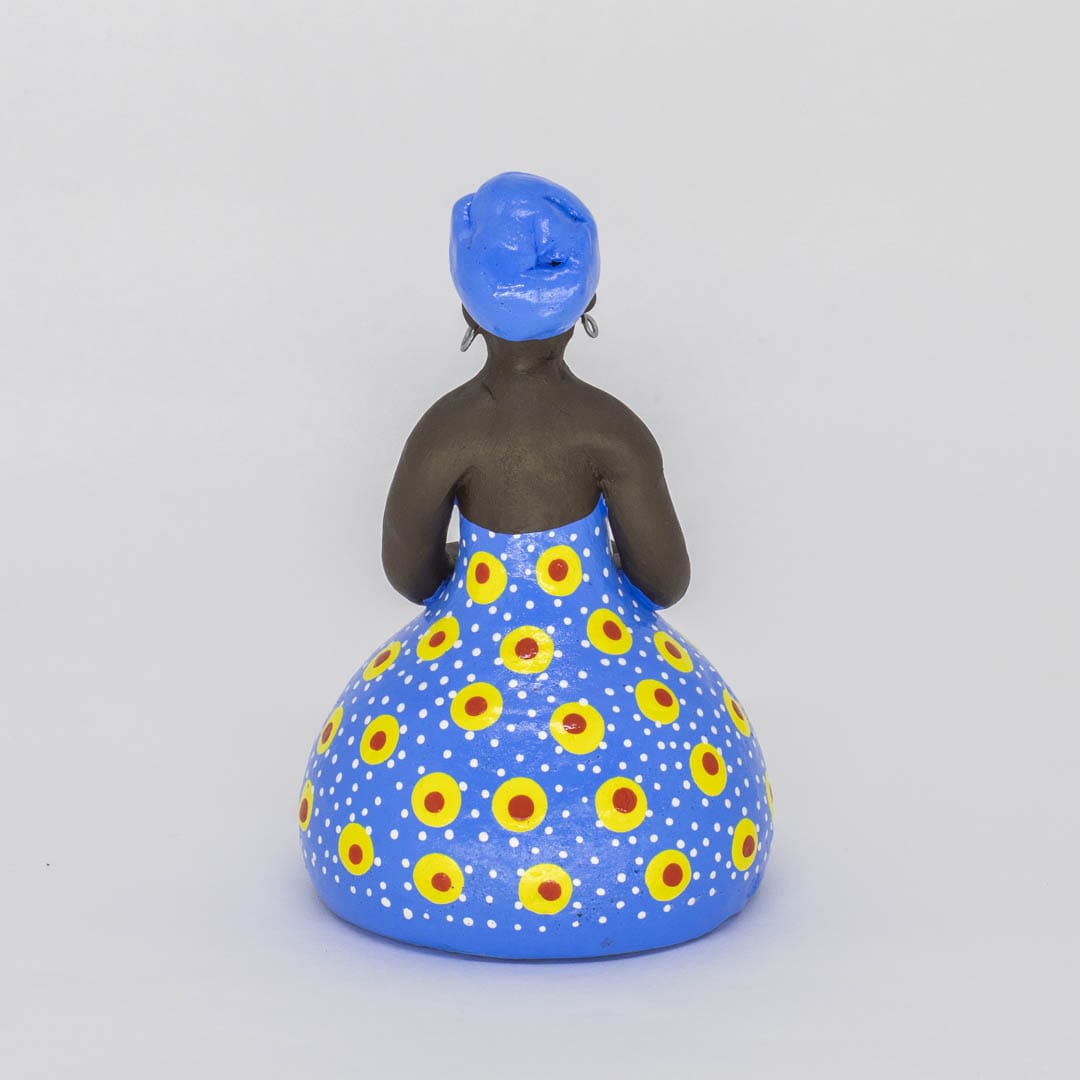 Escultura Dondoca baiana em Cerâmica Azul