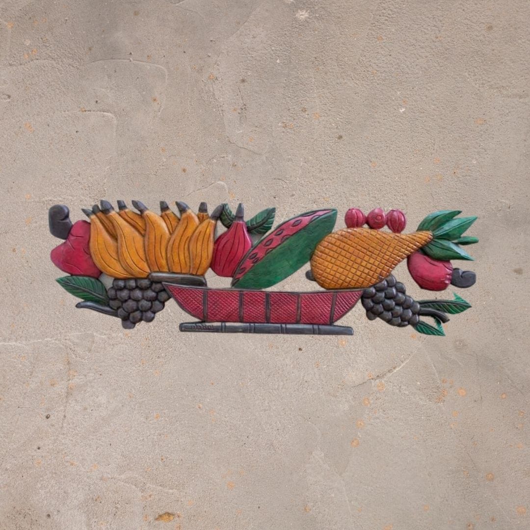 Figura Fruteira Entalhada na Madeira 30 x 100 cm