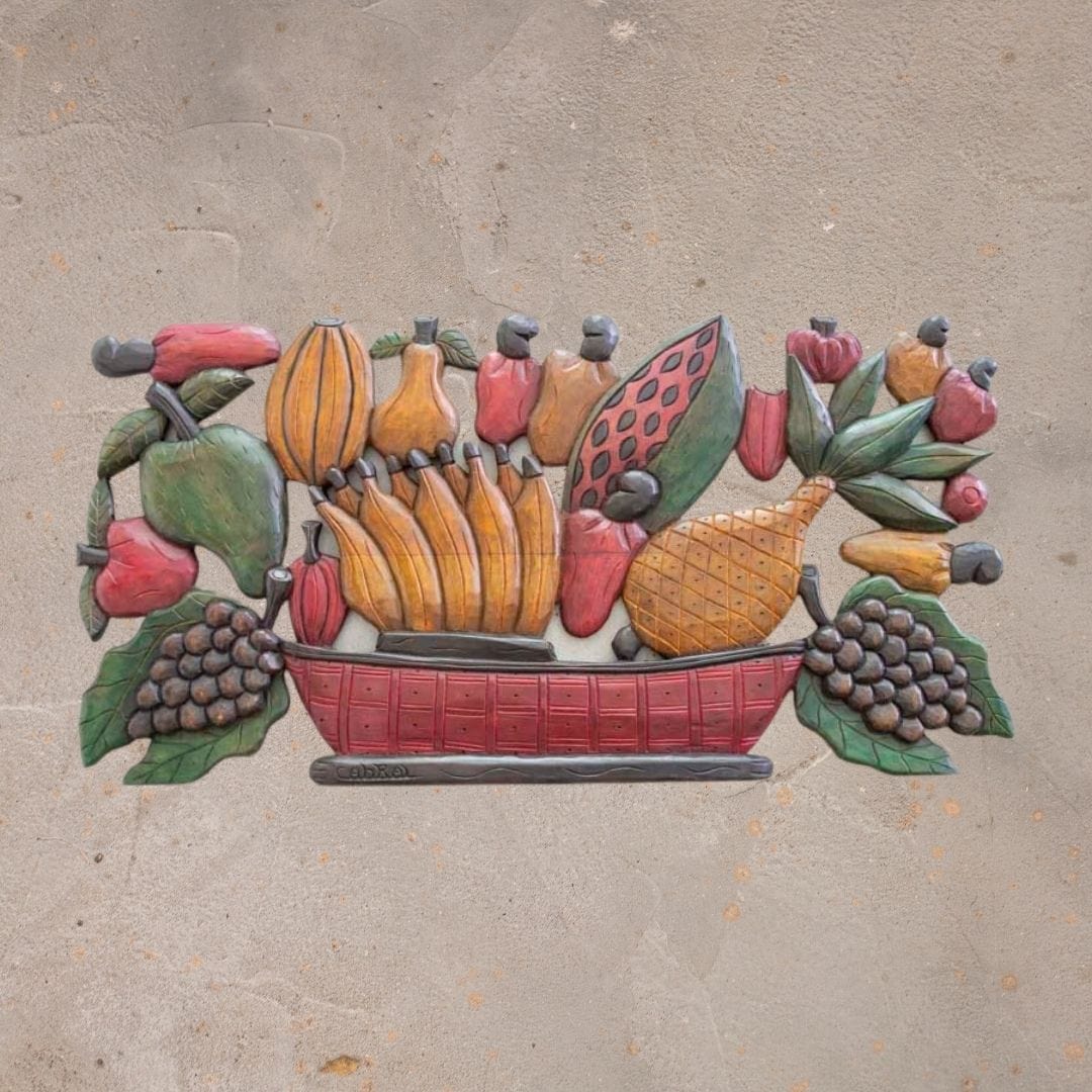 Figura Fruteira Entalhada na Madeira 60 x 120 cm