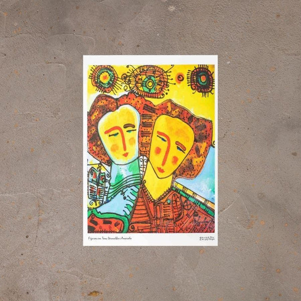 Poster HC - Figuras em Tons Vermelho e Amarelo - 42 X 30 cm