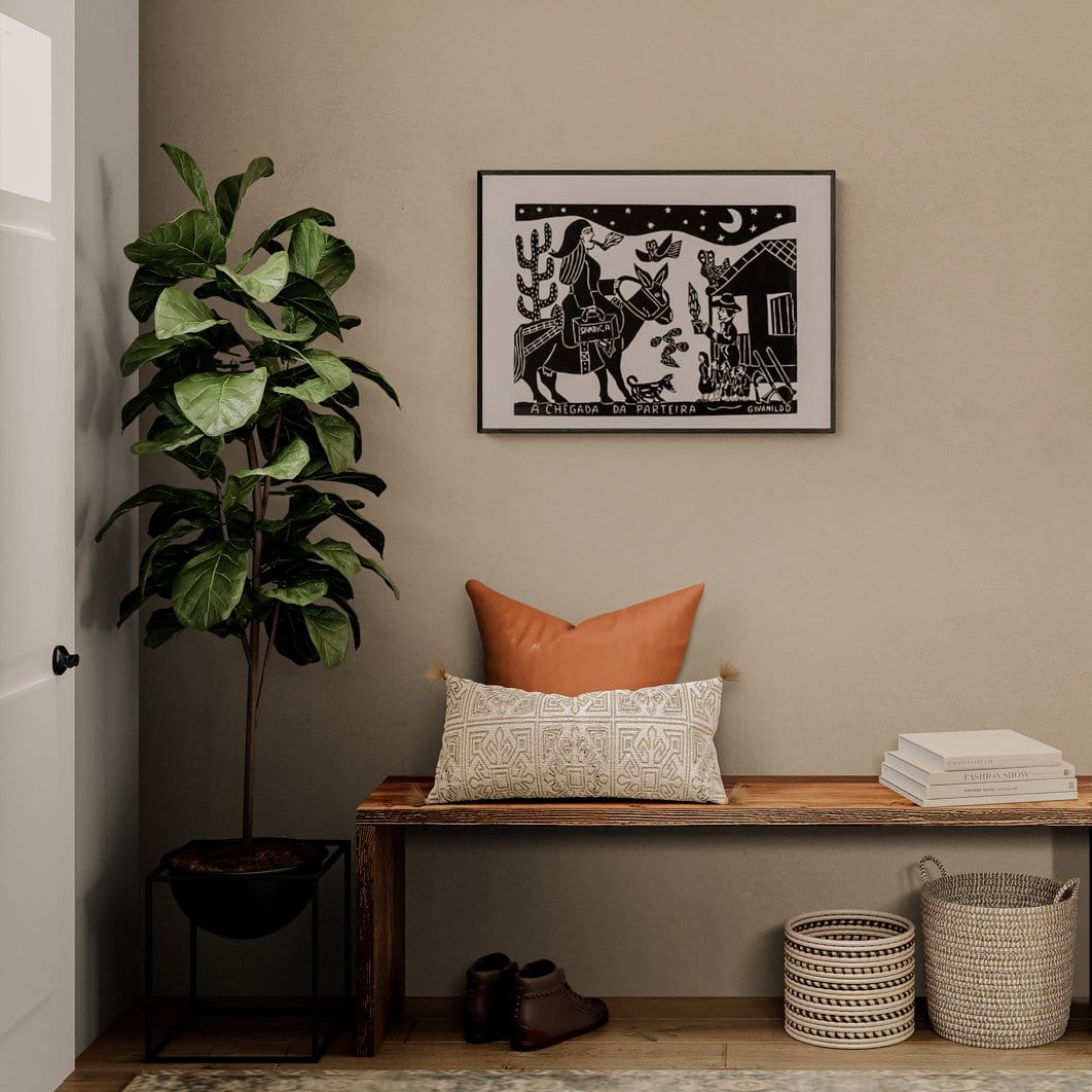 Xilogravura A Chegada da Parteira - 48 X 66 cm