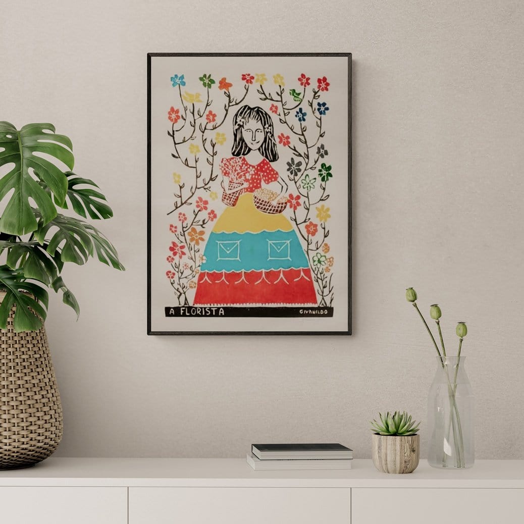 Xilogravura A Florista - 66 X 48 cm