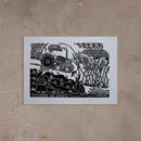 Xilogravura Atividade no Campo - 48 X 66 cm