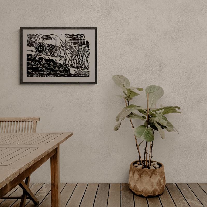 Xilogravura Atividade no Campo - 48 X 66 cm