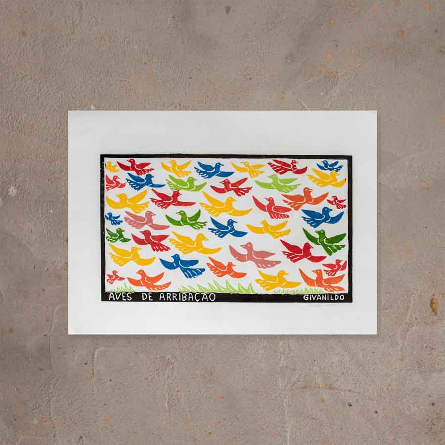 Xilogravura Aves de Arribação - 48 X 66 cm