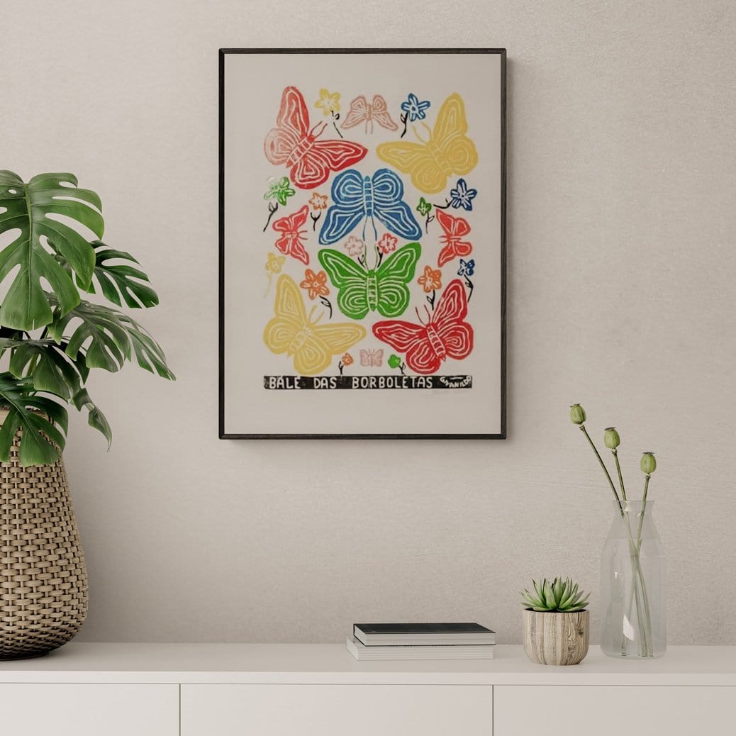 Xilogravura Balé das Borboletas - 66 X 48 cm