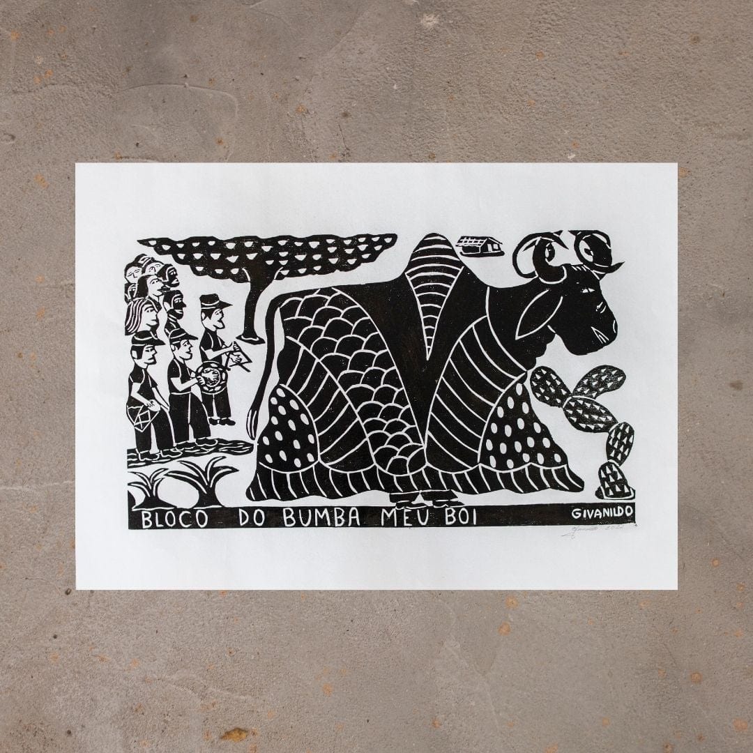 Xilogravura Bloco do Bumba meu Boi - 48 X 66 cm
