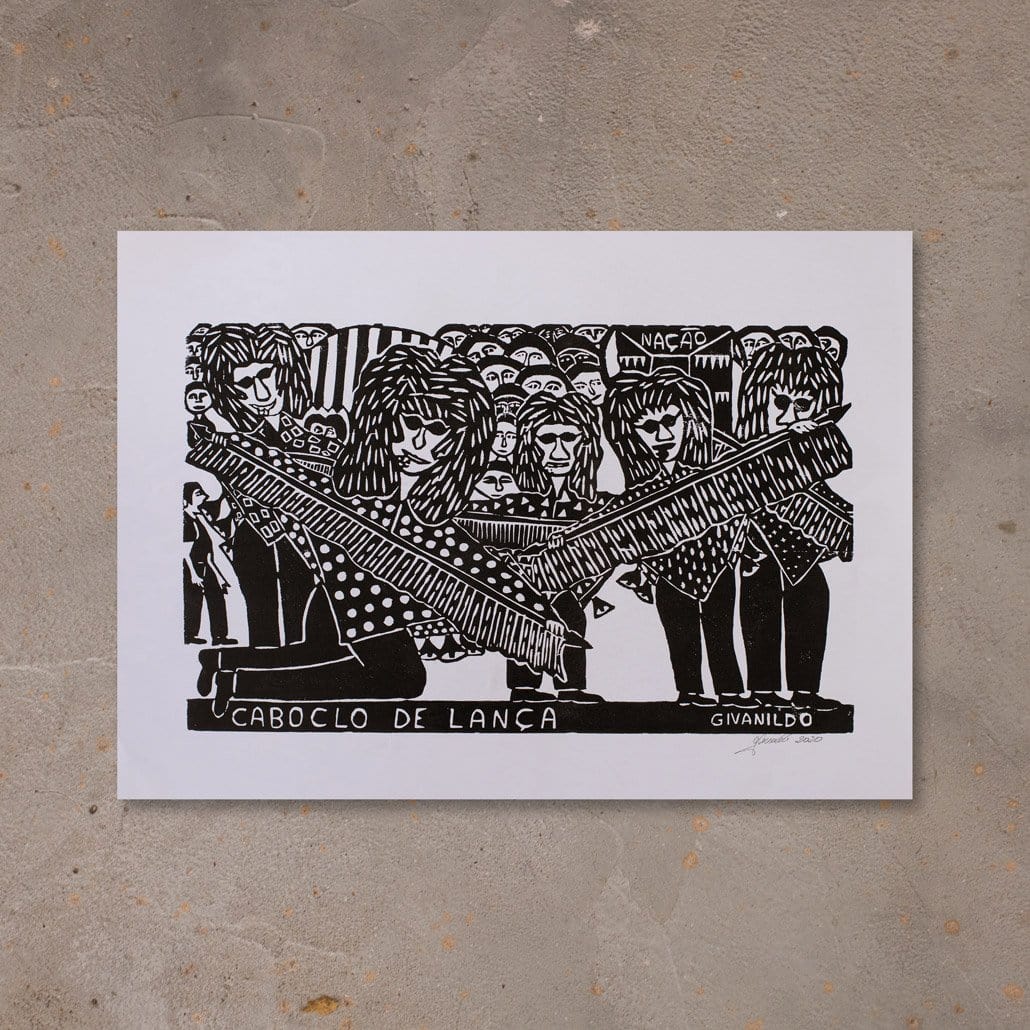 Xilogravura Caboclo de Lança - 48 X 66 cm