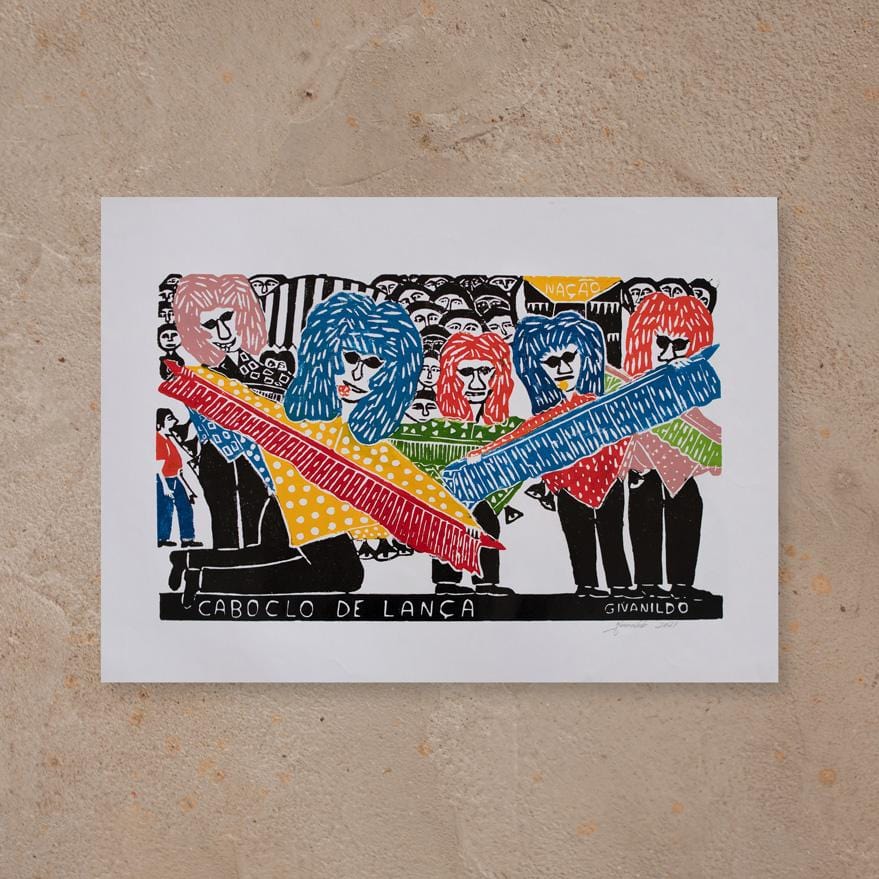 Xilogravura Caboclo de Lança - 48 X 66 cm