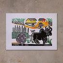 Xilogravura Carro de Boi - 48 X 66 cm - Colorida