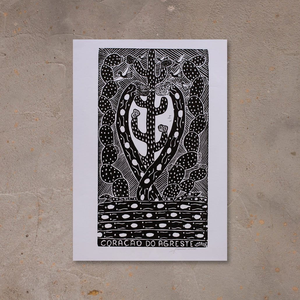 Xilogravura Coração do Agreste - 66 X 48 cm