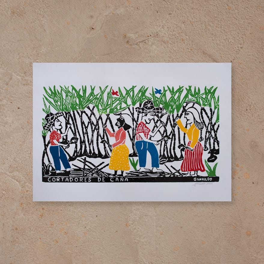 Xilogravura Cortadores de Cana - 48 X 66 cm