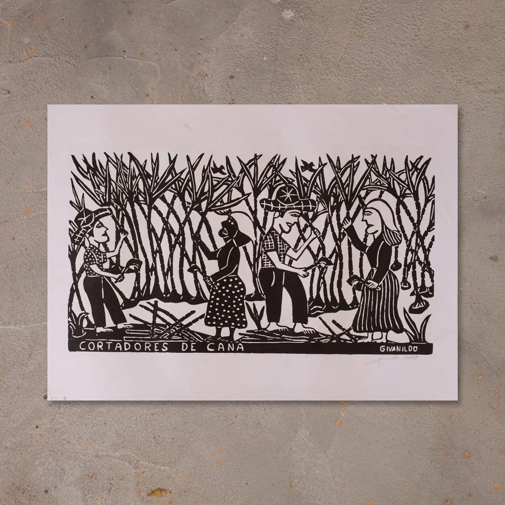 Xilogravura Cortadores de Cana - 48 X 66 cm