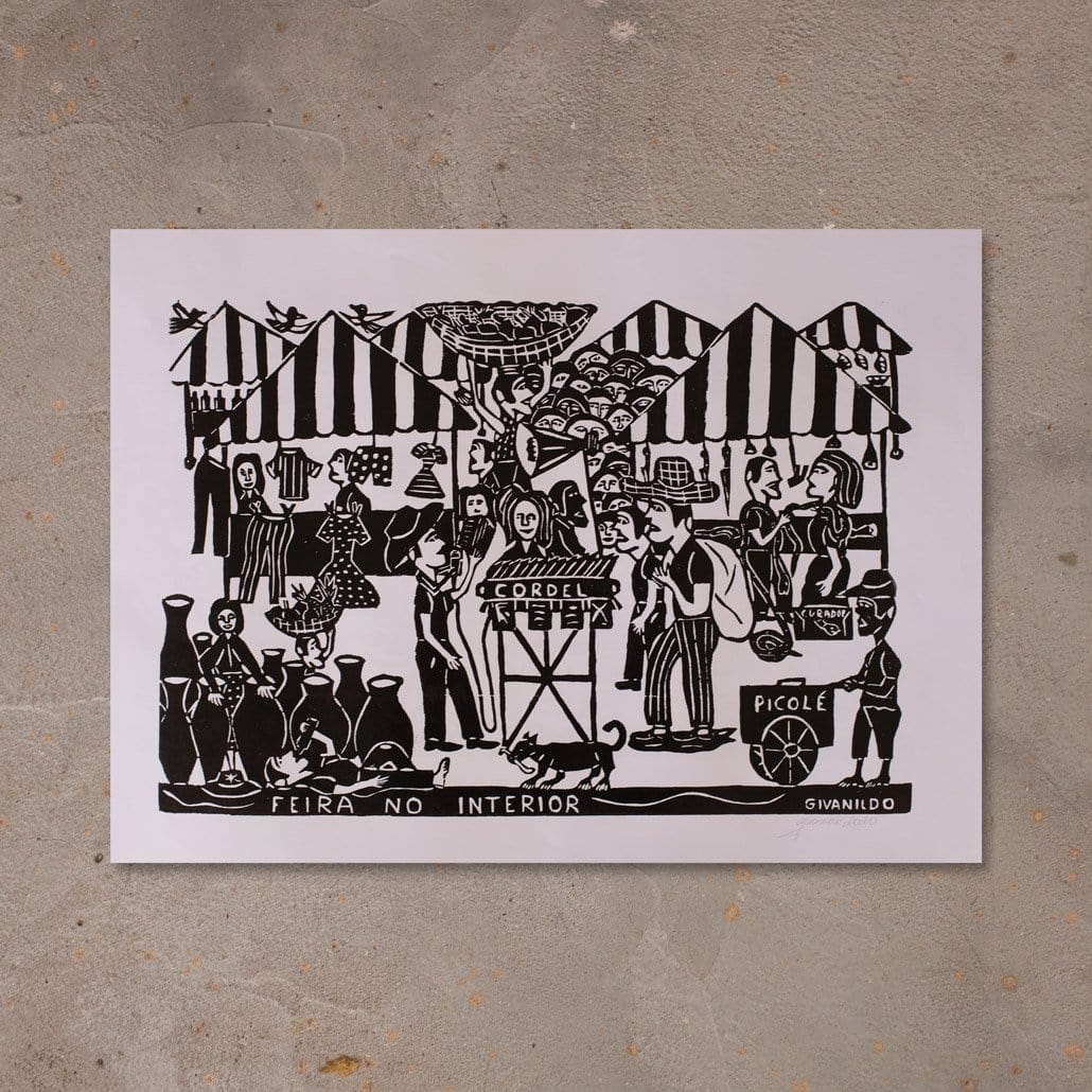 Xilogravura Feira no Interior - 48 X 66 cm