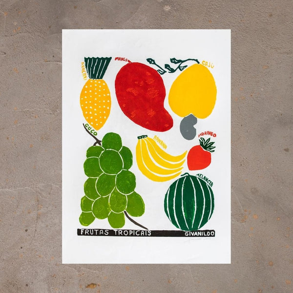 Xilogravura Frutas Tropicais - 66 X 48 cm