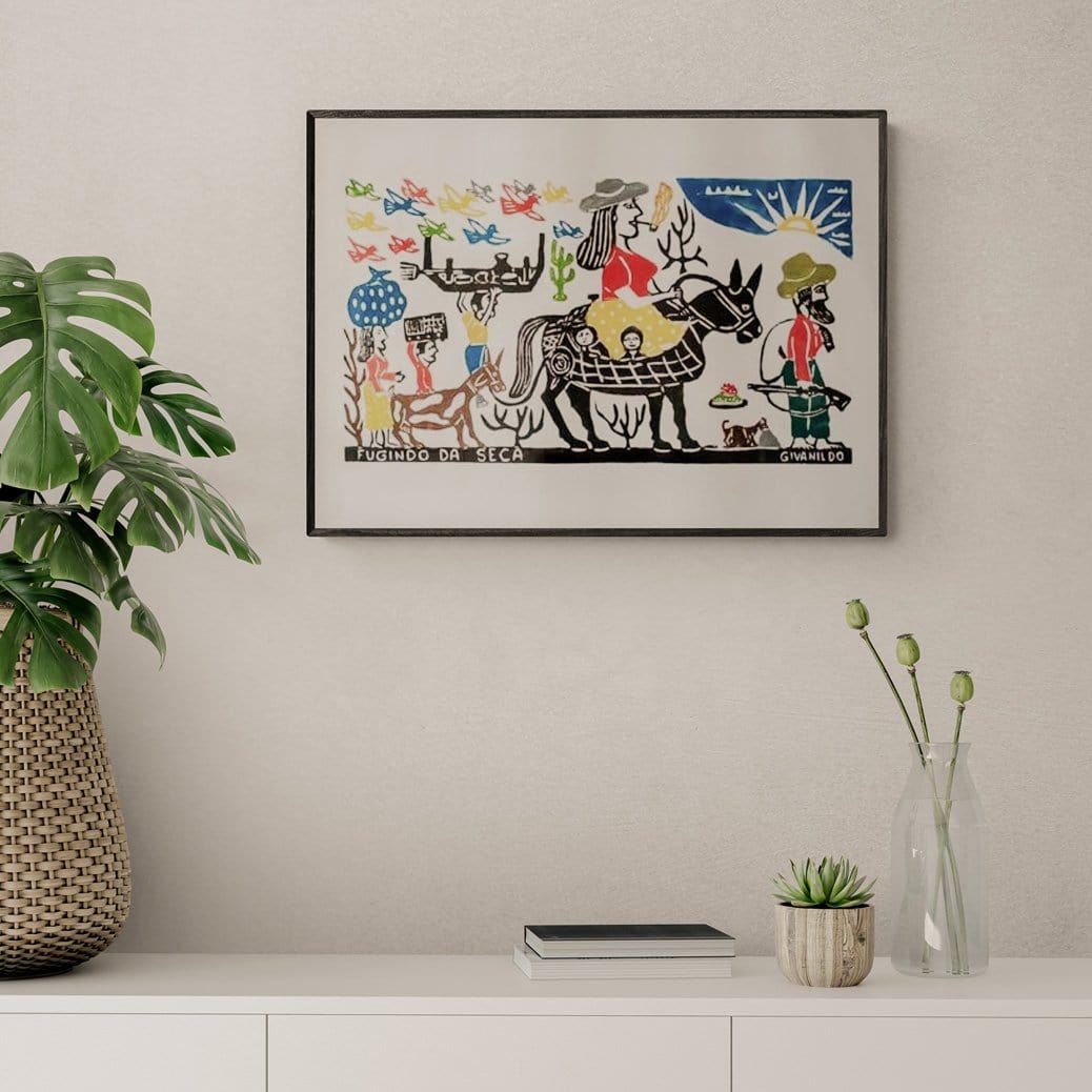 Xilogravura Fugindo da Seca - 48 X 66 cm