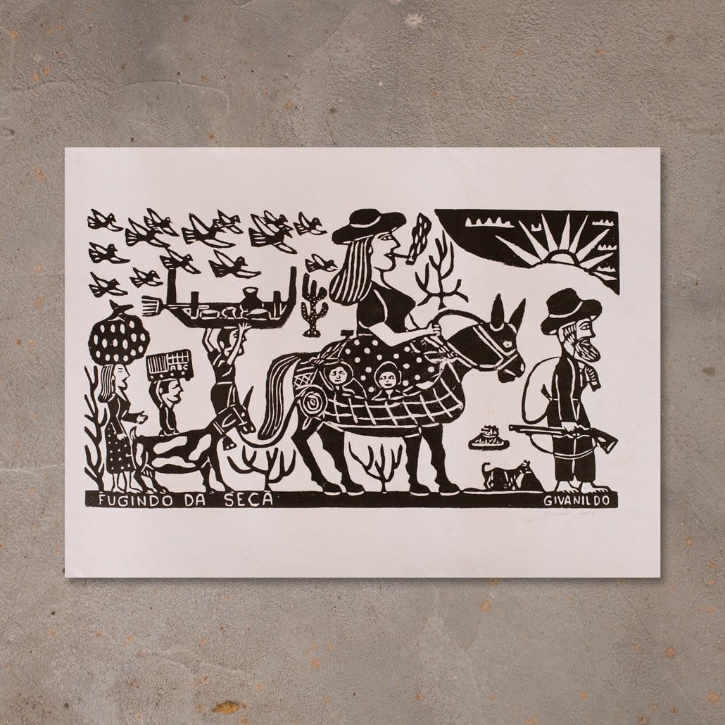 Xilogravura Fugindo da Seca - 48 X 66 cm