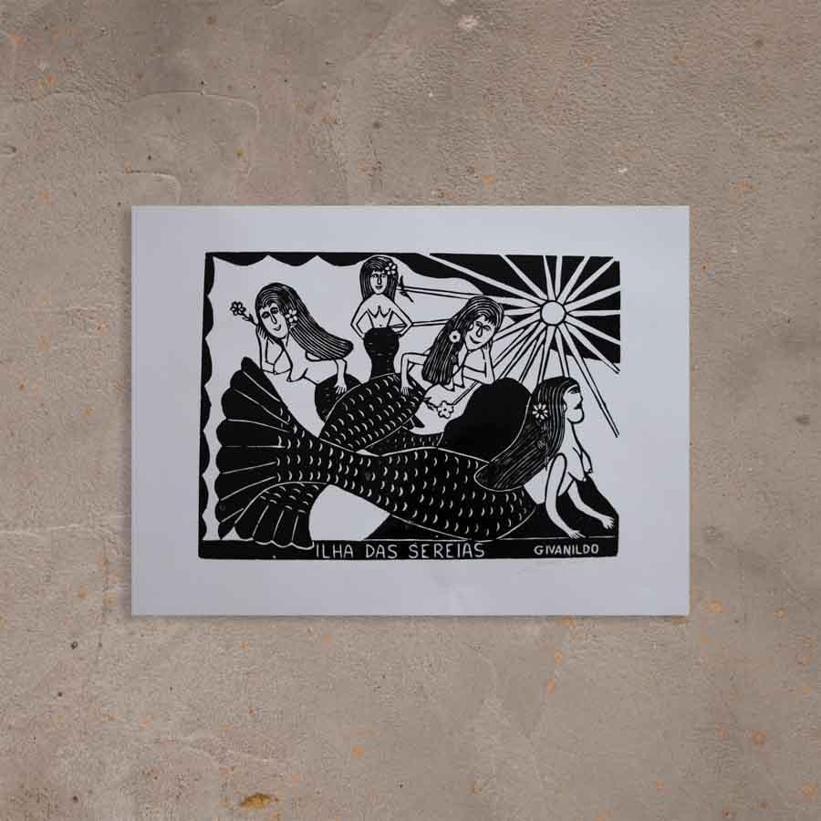 Xilogravura Ilha das Sereias - 48 X 66 cm