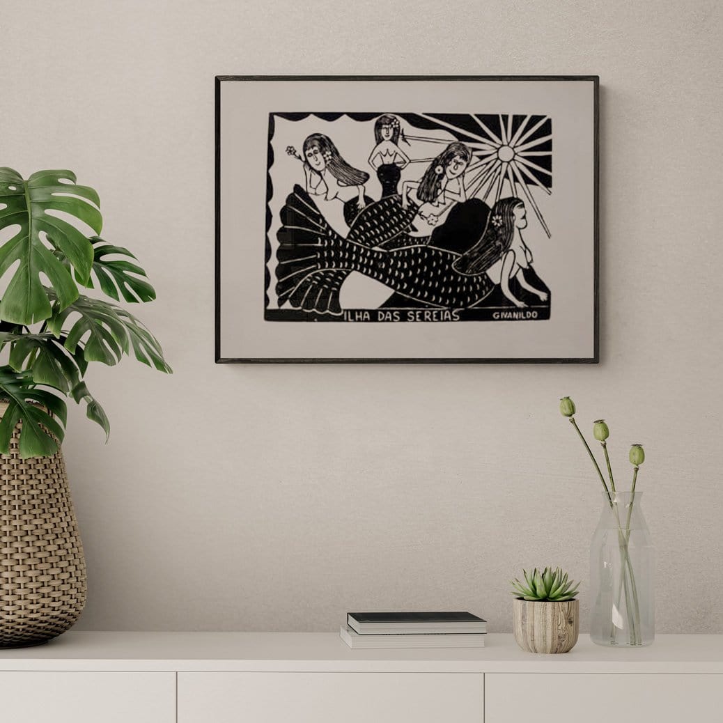 Xilogravura Ilha das Sereias - 48 X 66 cm