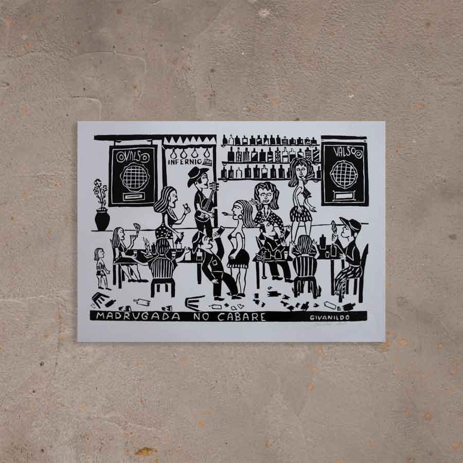 Xilogravura Madrugada no Cabaré - 48 X 66 cm