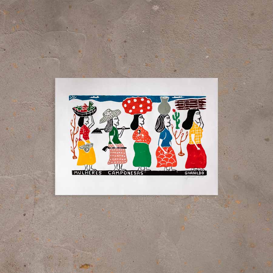 Xilogravura Mulheres Camponesas - 48 X 66 cm