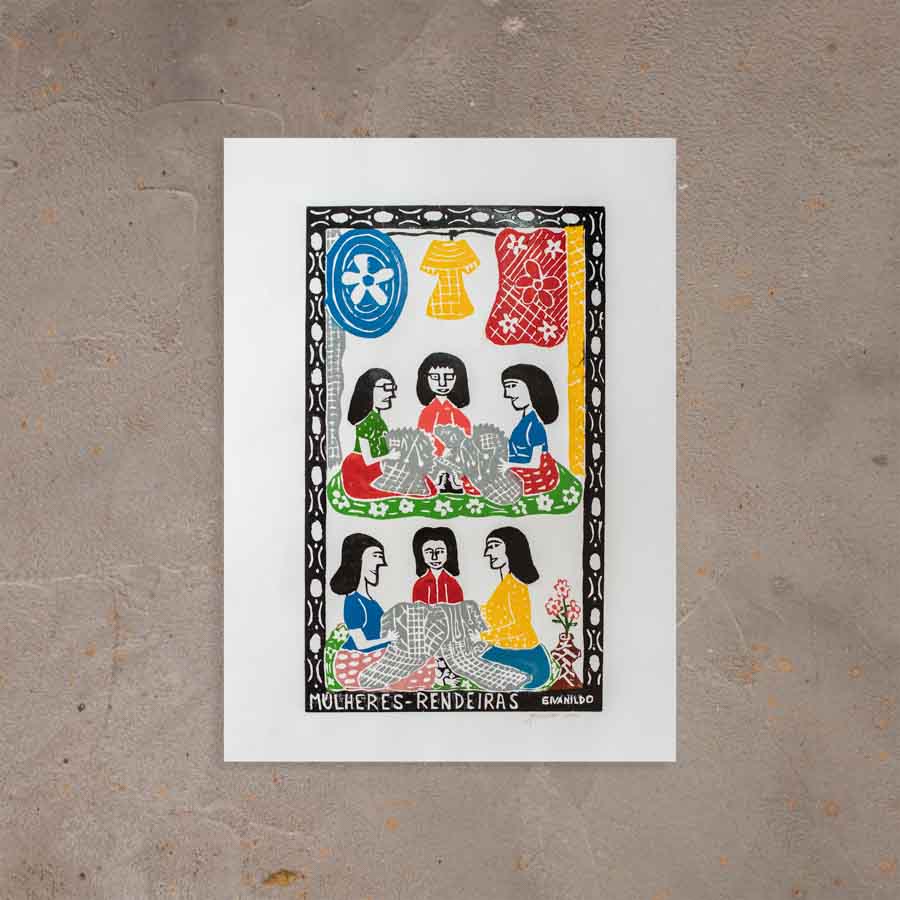 Xilogravura Mulheres Rendeiras - 66 X 48 cm