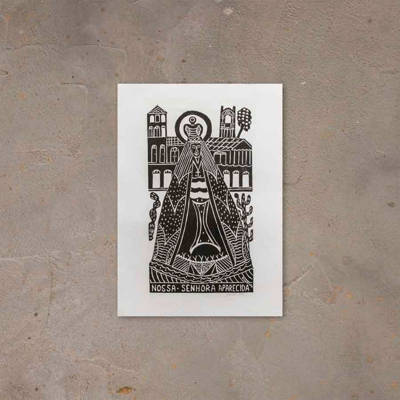 Xilogravura Nossa Senhora Aparecida - 66 X 48 cm - P&B