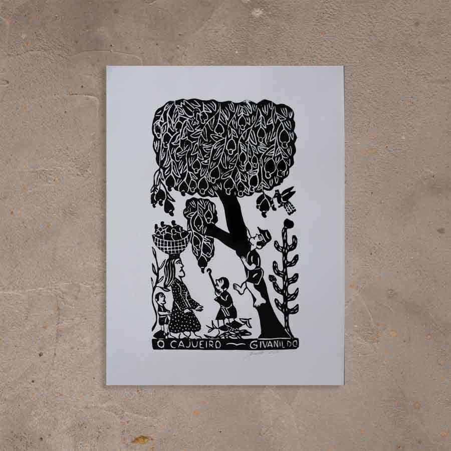 Xilogravura O Cajueiro - 66 X 48 cm
