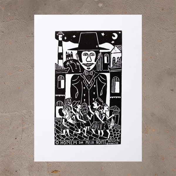 Xilogravura O Homem da Meia Noite - 66 X 48 cm