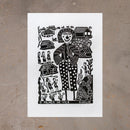 Xilogravura O Palhaço na Vila - 66 X 48 cm