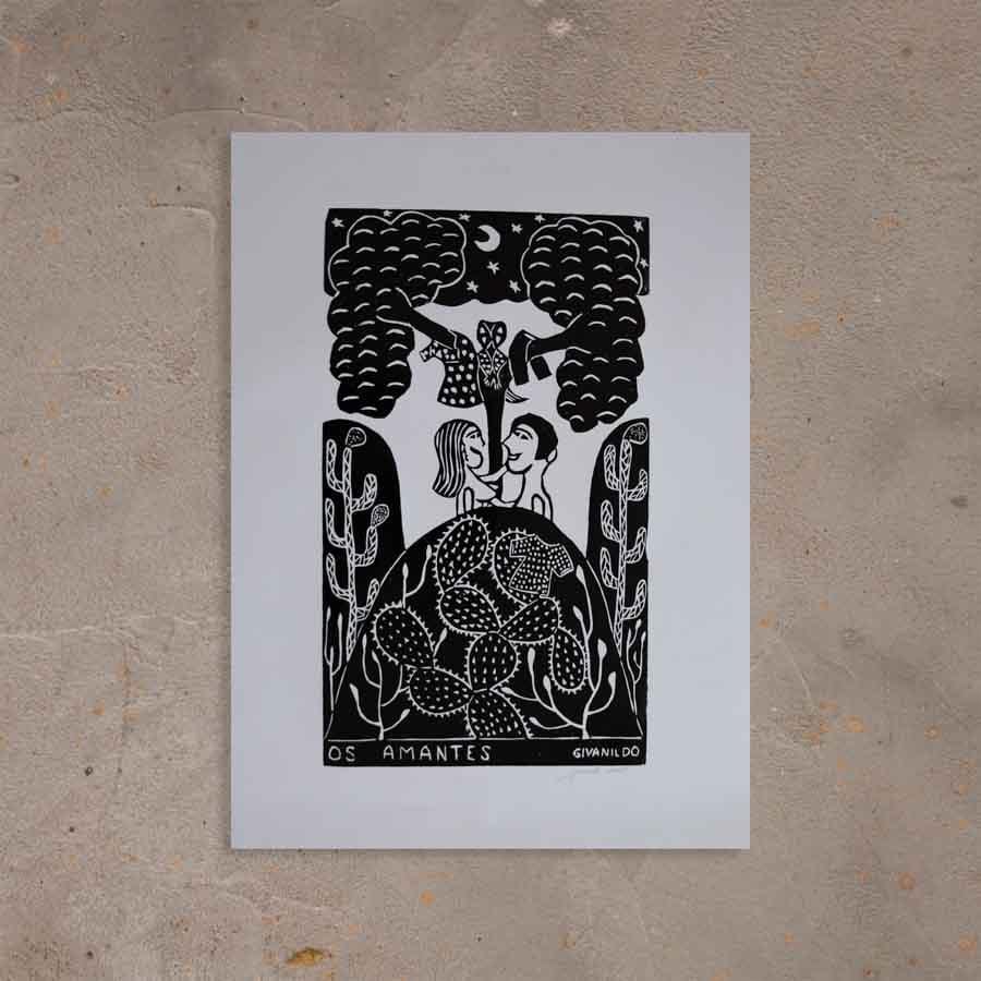 Xilogravura Os Amantes - 66 X 48 cm