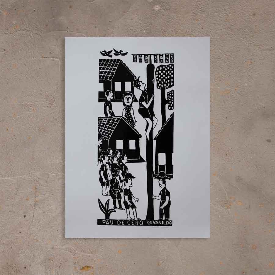 Xilogravura Pau de Sebo - 66 X 48 cm